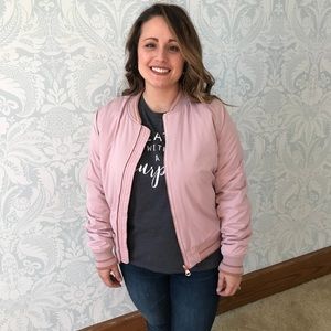 American Eagle•Blush Varsity Puff Jacket•M